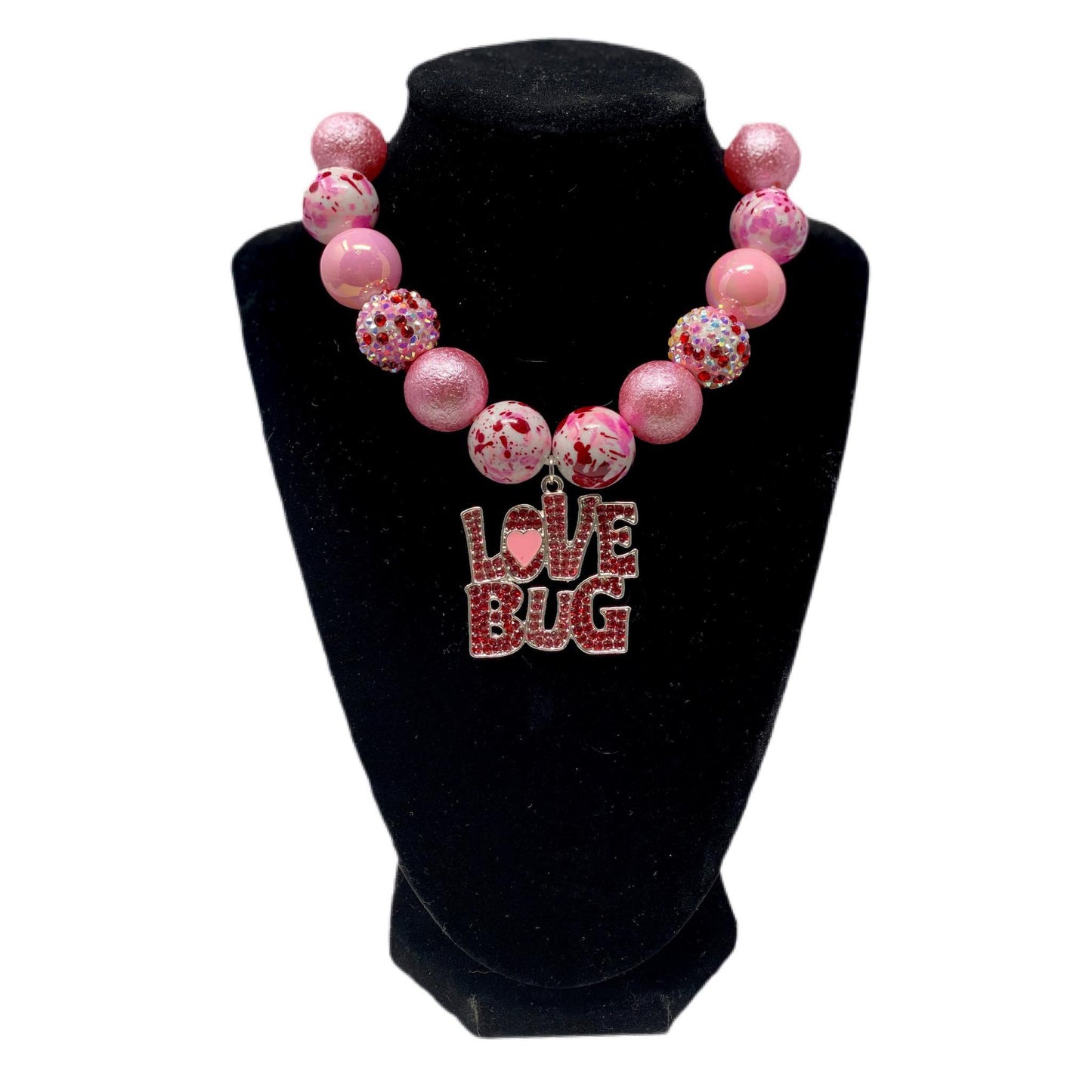 V-Day Bubblegum Necklace with Lovebug Pendant