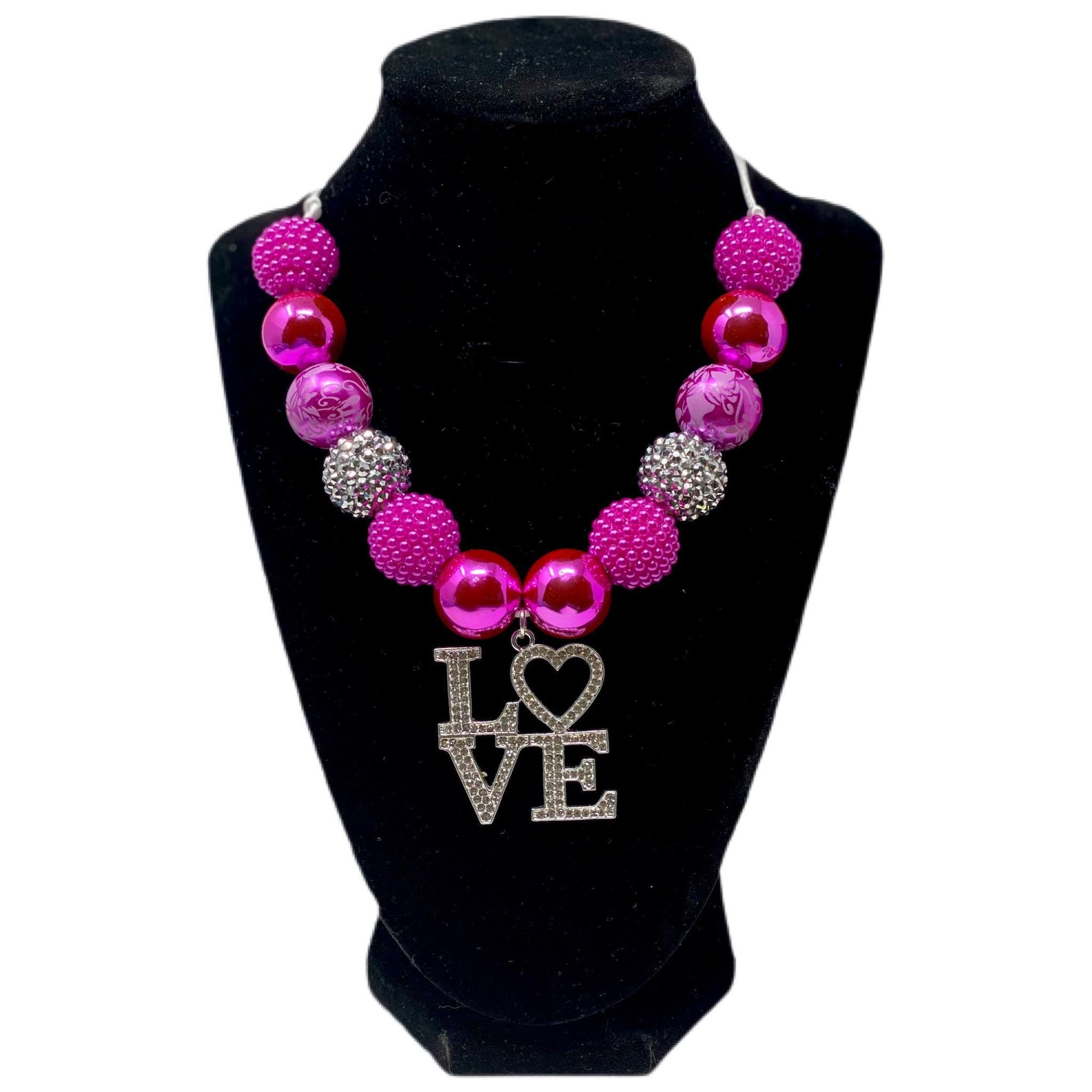 V-Day Bubblegum Necklace with Love Pendant