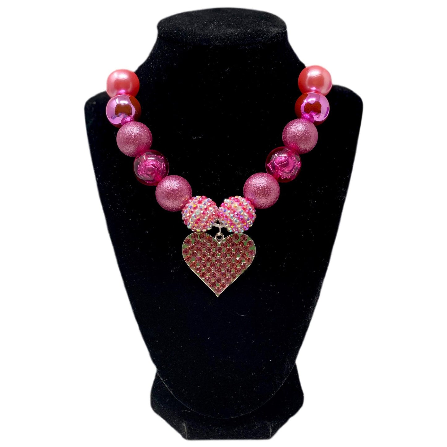 V-Day Bubblegum Necklace with Pink Heart Pendant