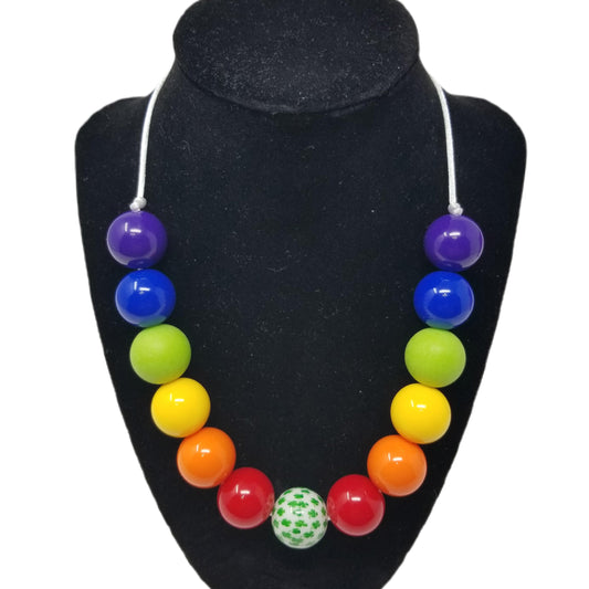 Rainbow  & Clover St. Patrick's Bubblegum Necklace