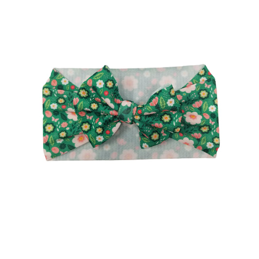 Green Meadows Fabric Bow Headwrap