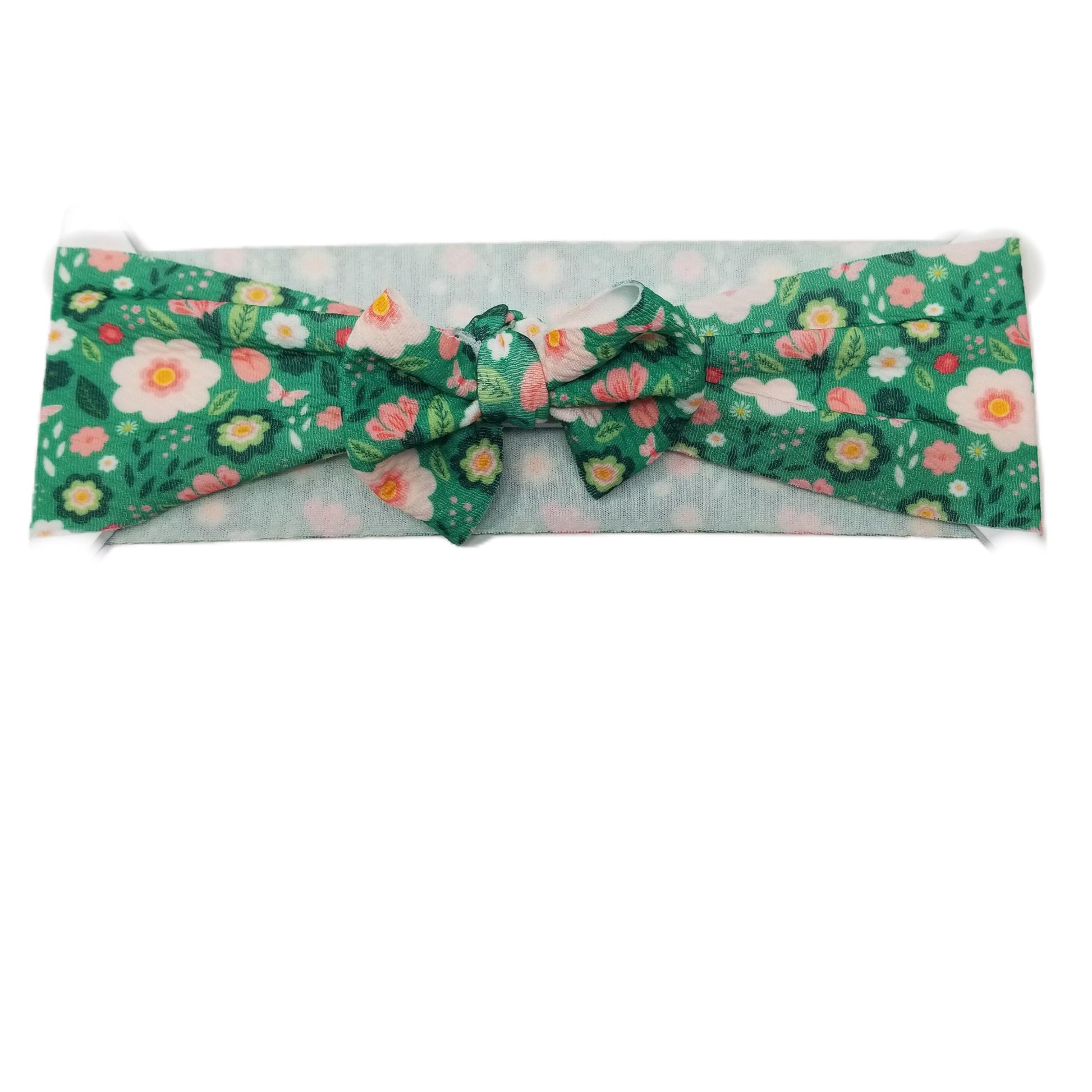 Green Meadows Fabric Bow Headwrap - Waterfall Wishes