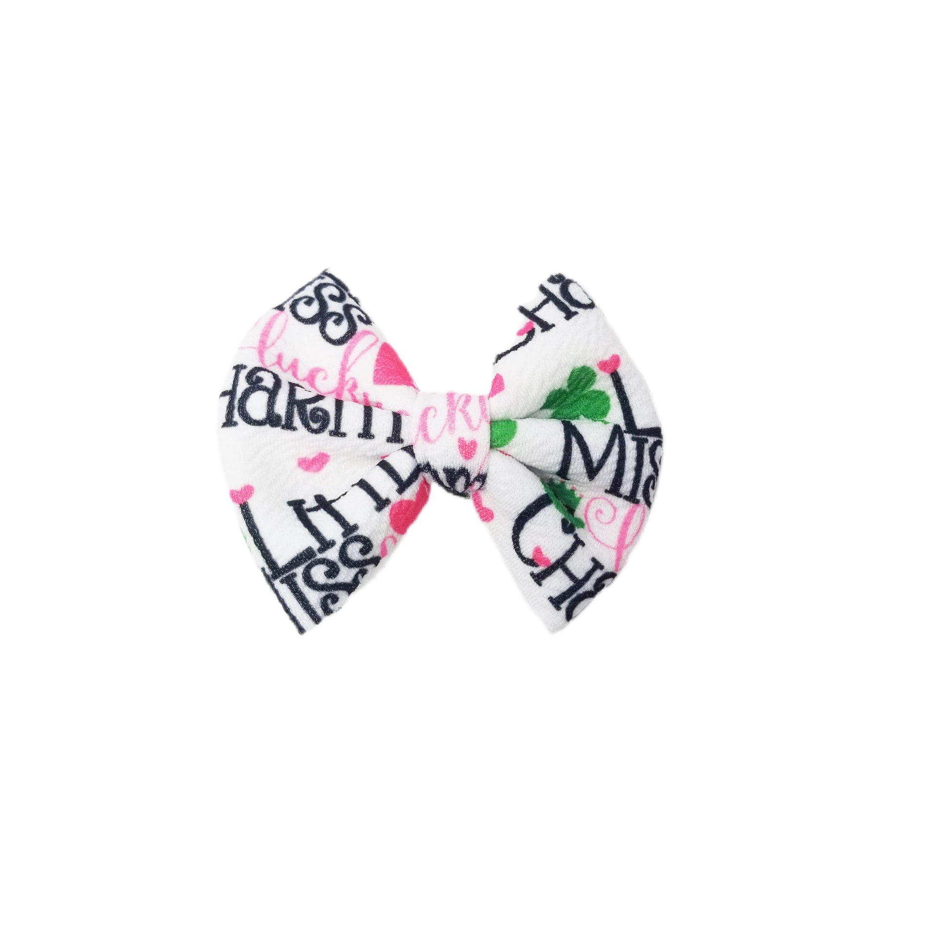 Little Miss Lucky Charm Fabric Bow - Waterfall Wishes