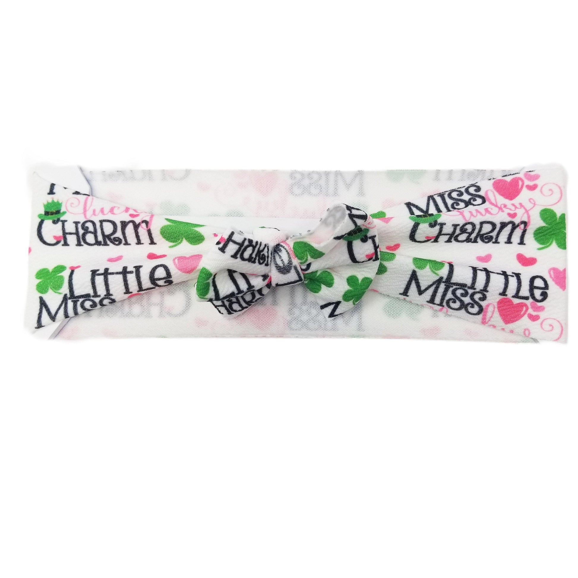 Little Miss Lucky Charm Fabric Bow Headwrap - Waterfall Wishes