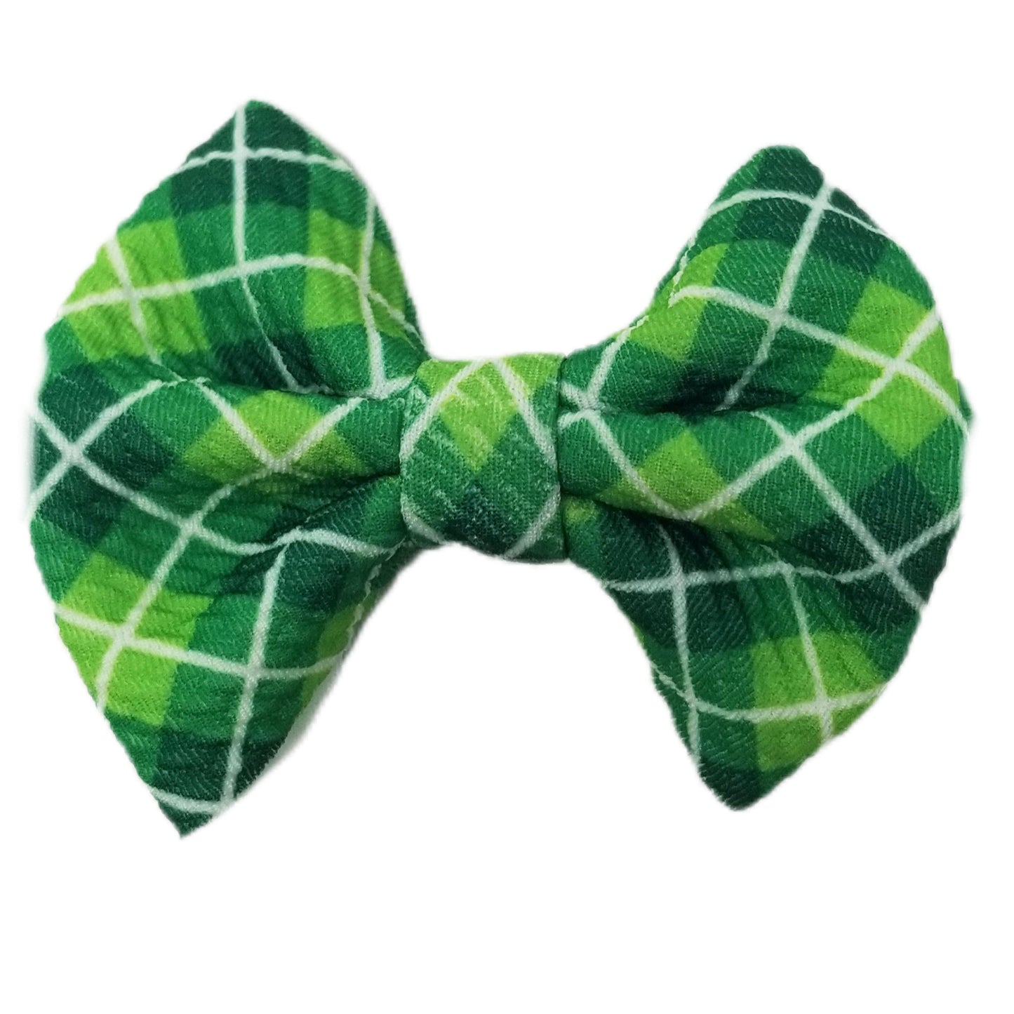 Perfectly Paddy Plaid Fabric Bow - Waterfall Wishes
