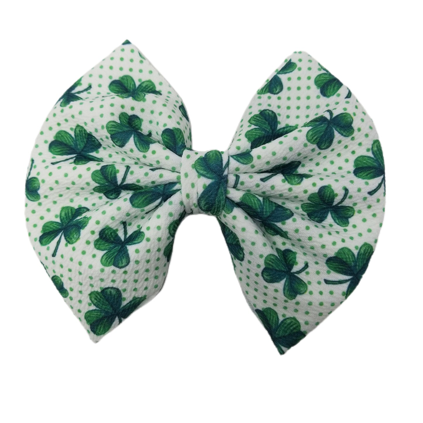 Green Clover Fabric Bow - Waterfall Wishes