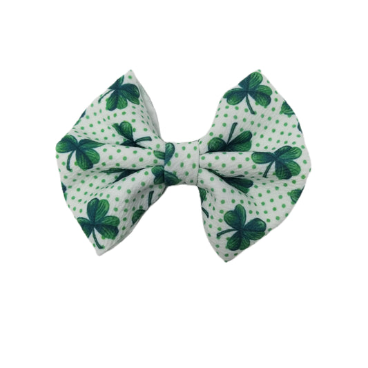 Green Clover Fabric Bow