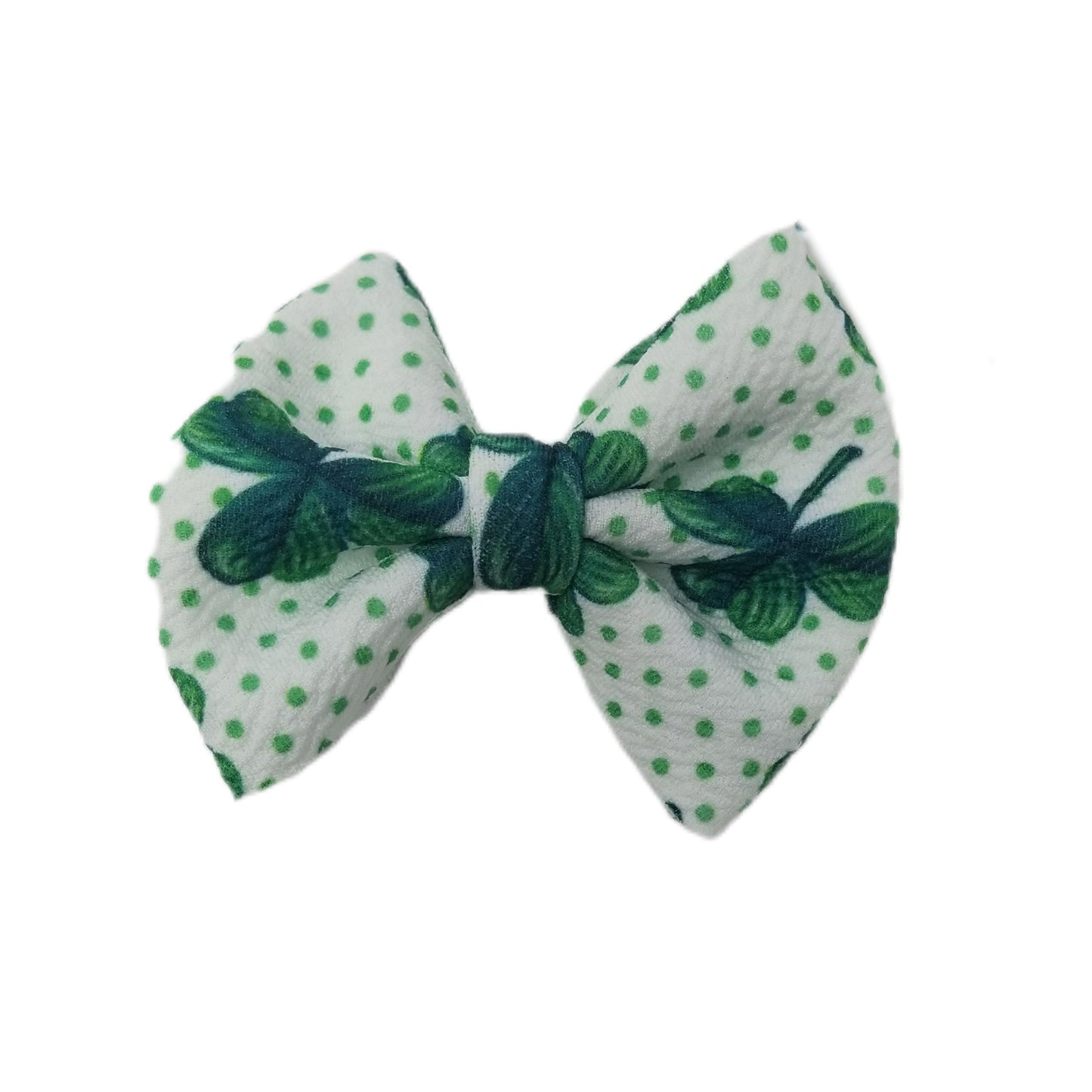 Green Clover Fabric Bow - Waterfall Wishes