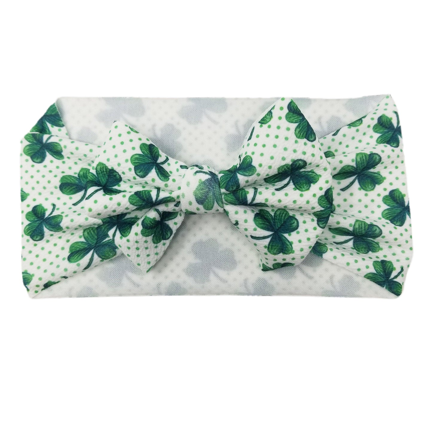 Green Clover Fabric Bow Headwrap
