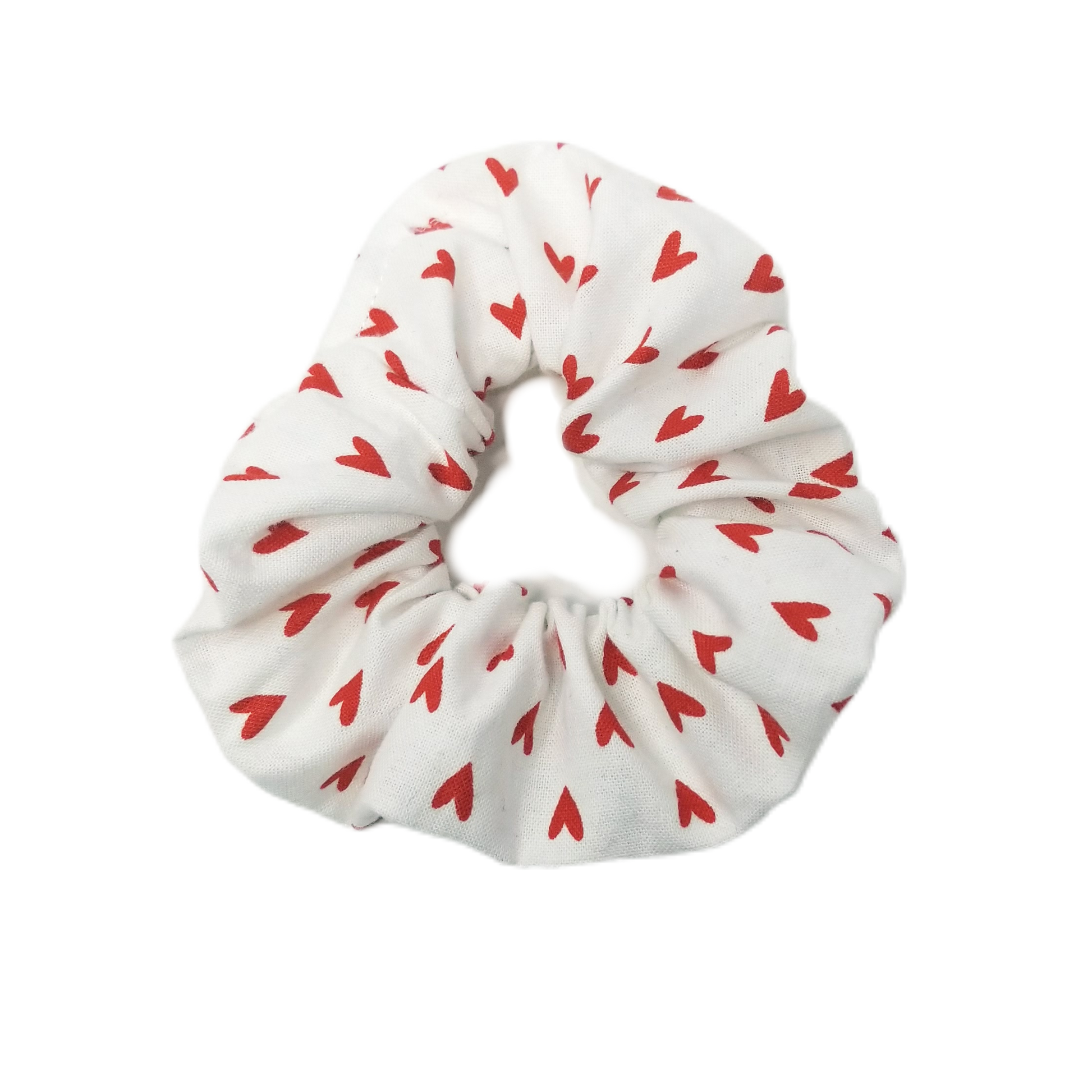Large Red Hearts on White Valentine's Scrunchie