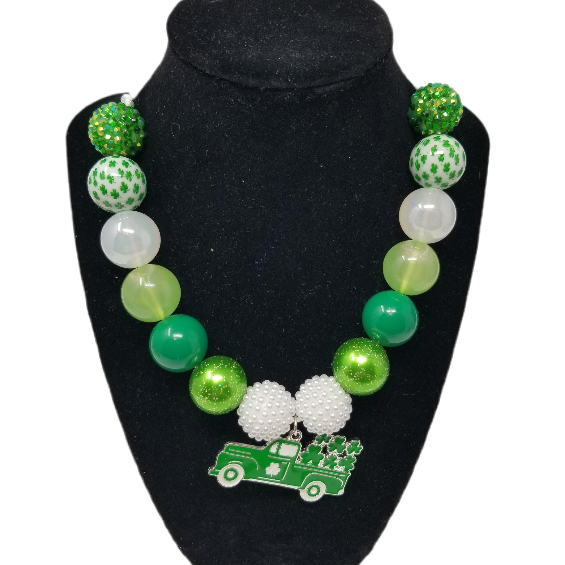 St. Patrick's Bubblegum Necklace with Lucky Trucks Pendant