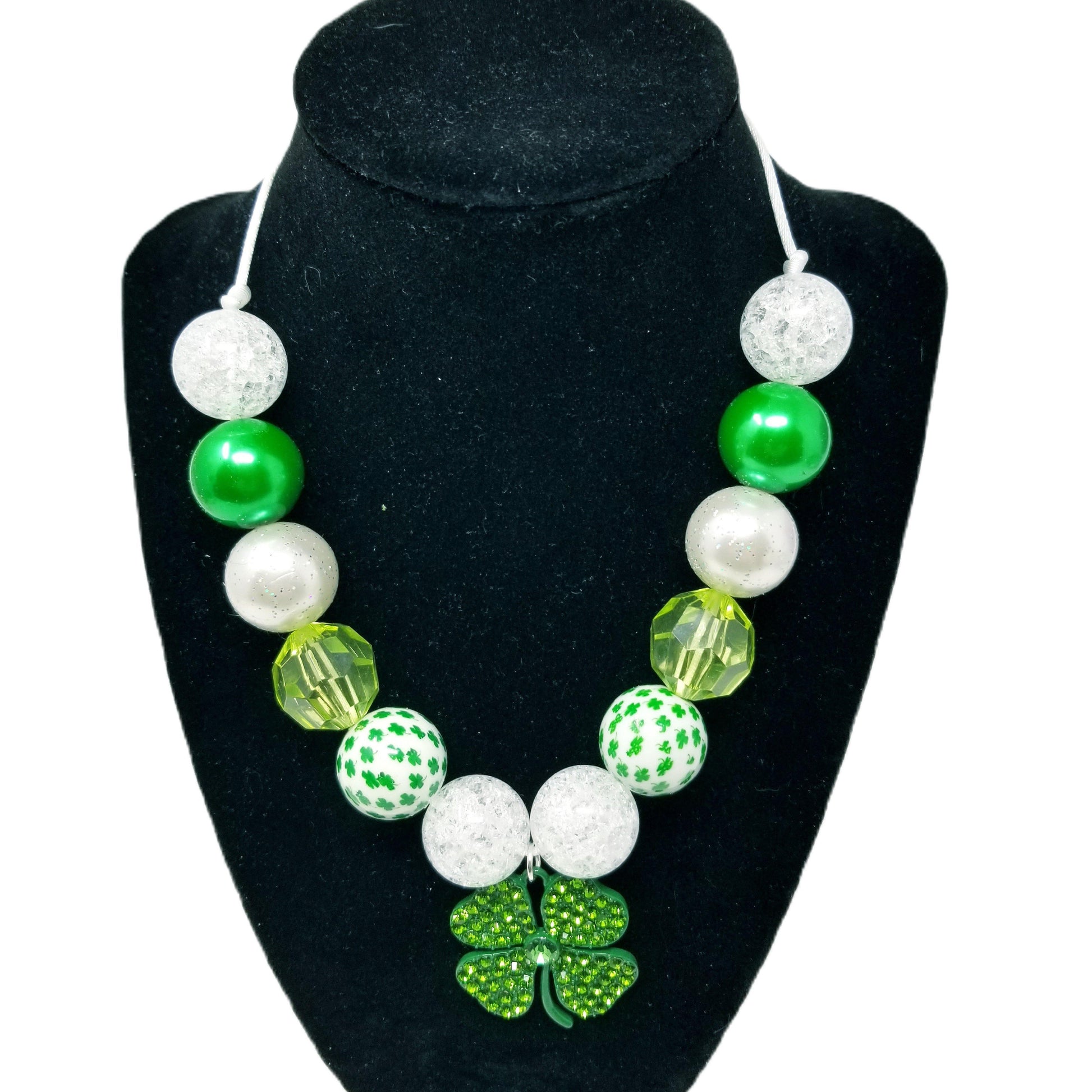 St. Patrick's Bubblegum Necklace with Clover Pendant