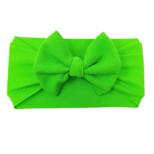Fabric Bow Headwrap - Neon Green