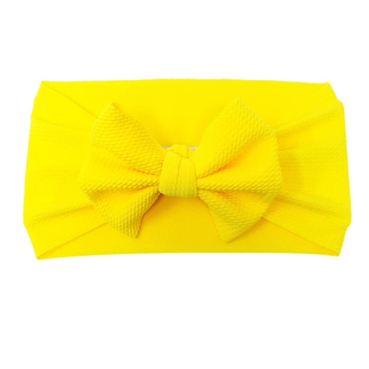 Fabric Bow Headwrap - Neon Yellow