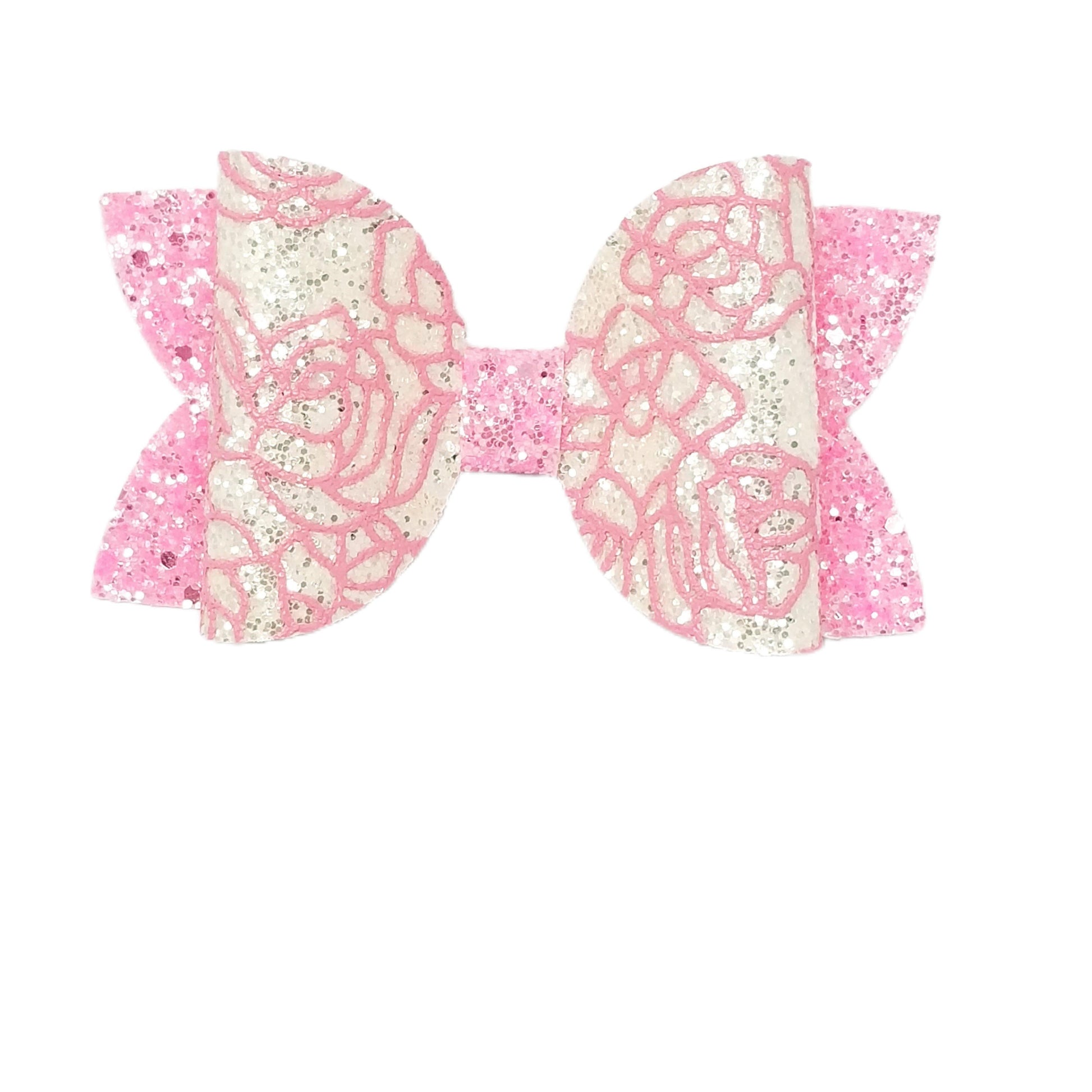 5 inch Pink Lace Rose Diva Bow