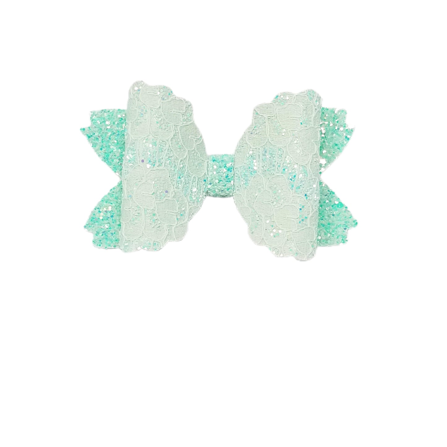 4 inch Mint Lace Scalloped Daisy Bow