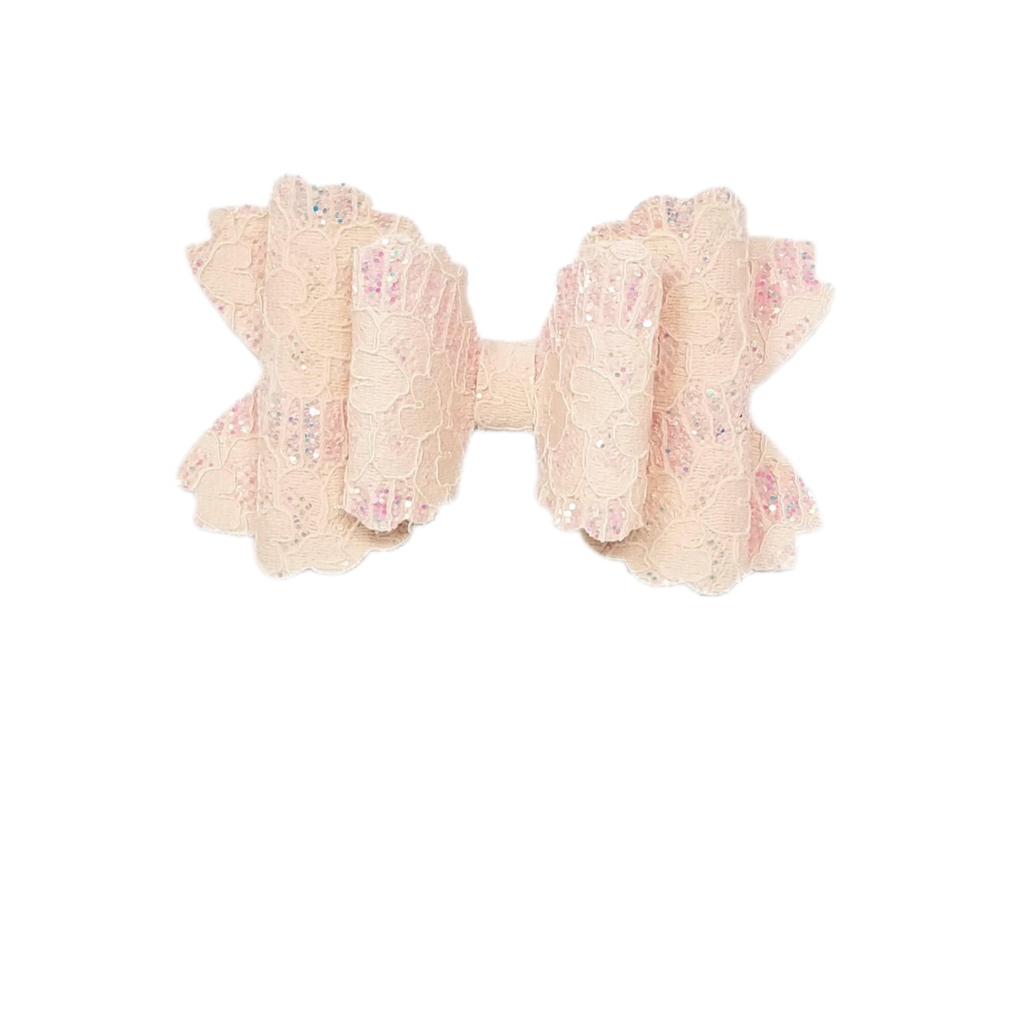 4 inch Pink Lace Double Scalloped Daisy Bow