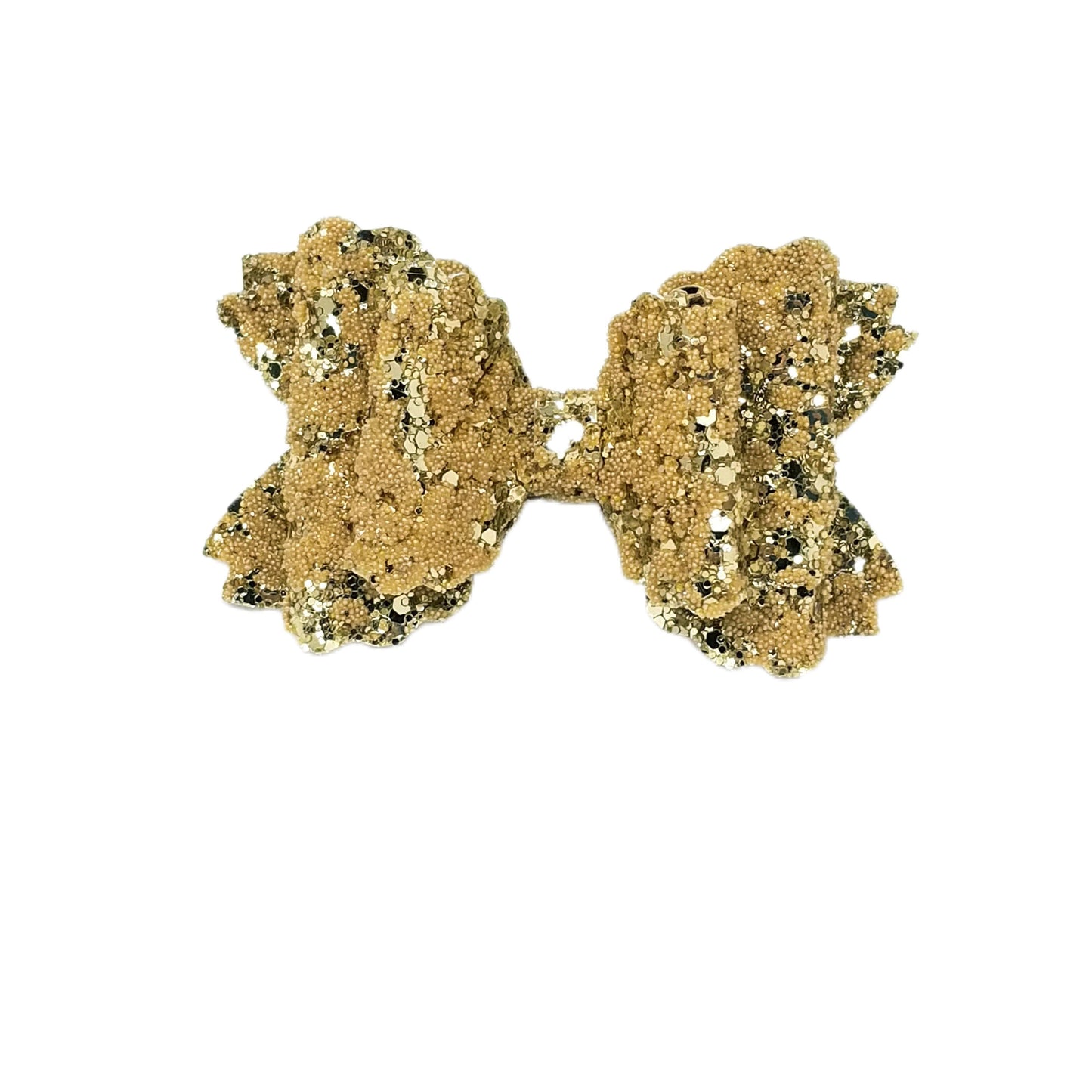 4 inch Gold Caviar Double Scalloped Daisy Bow
