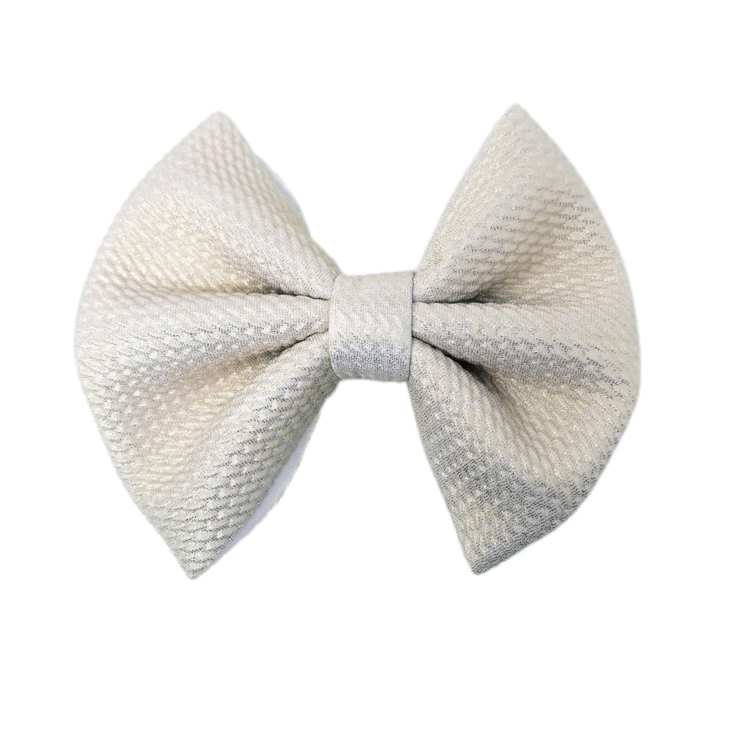 5 inch White Shimmer Fabric Bow