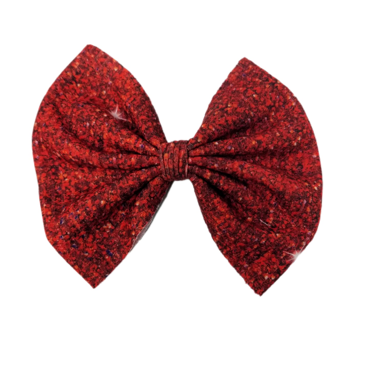 5 inch Red Faux Glitter Fabric Bow