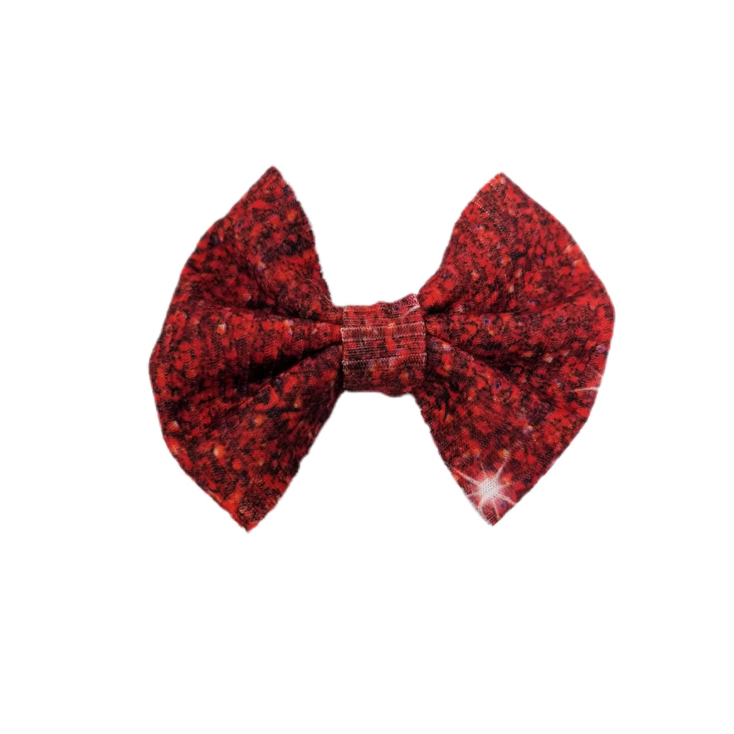 3 inch Red Faux Glitter Fabric Bow