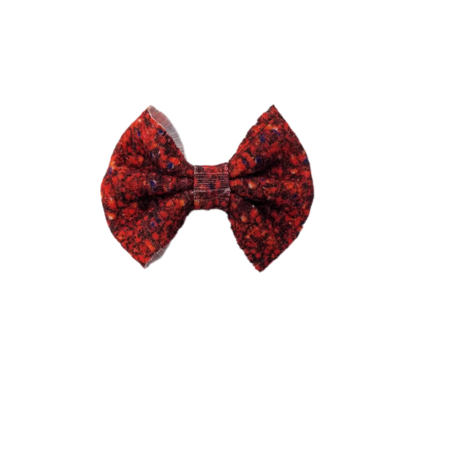 Red Faux Glitter Fabric Bow 2"