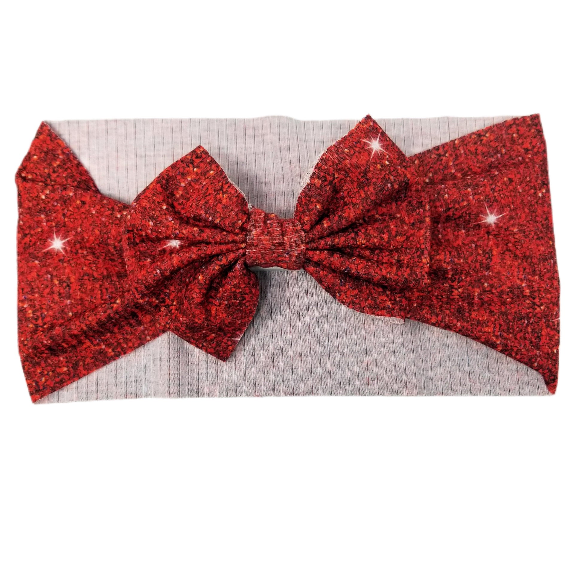 5 inch Red Faux Glitter Fabric Bow Headwrap