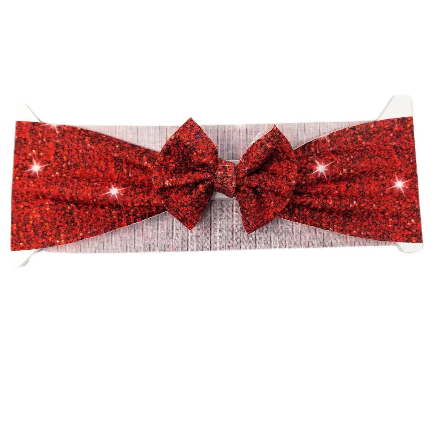 3 inch Red Faux Glitter Fabric Bow Headwrap