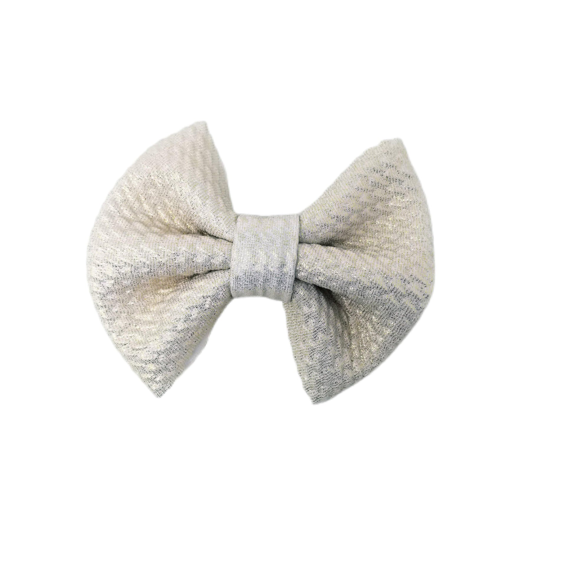 3 inch White Shimmer Fabric Bow