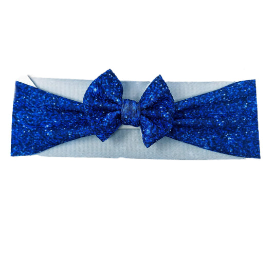 3 inch Royal Faux Glitter Fabric Bow Headwrap
