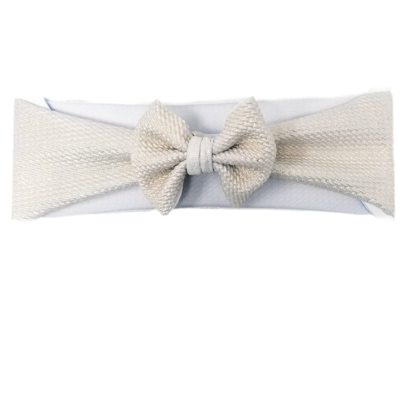 3 inch White Shimmer Fabric Bow Headwrap