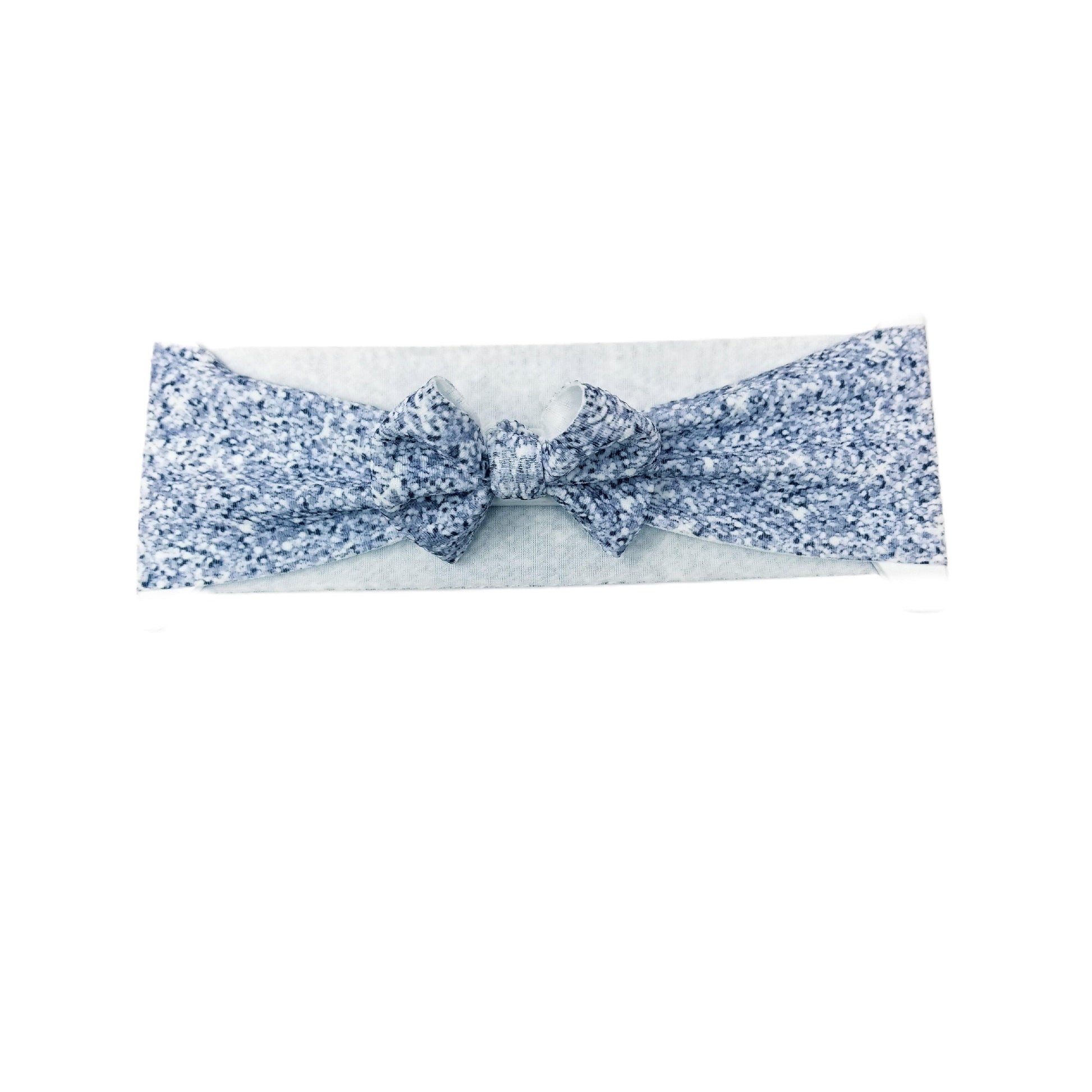 3 inch Silver Faux Glitter Fabric Bow Headwrap