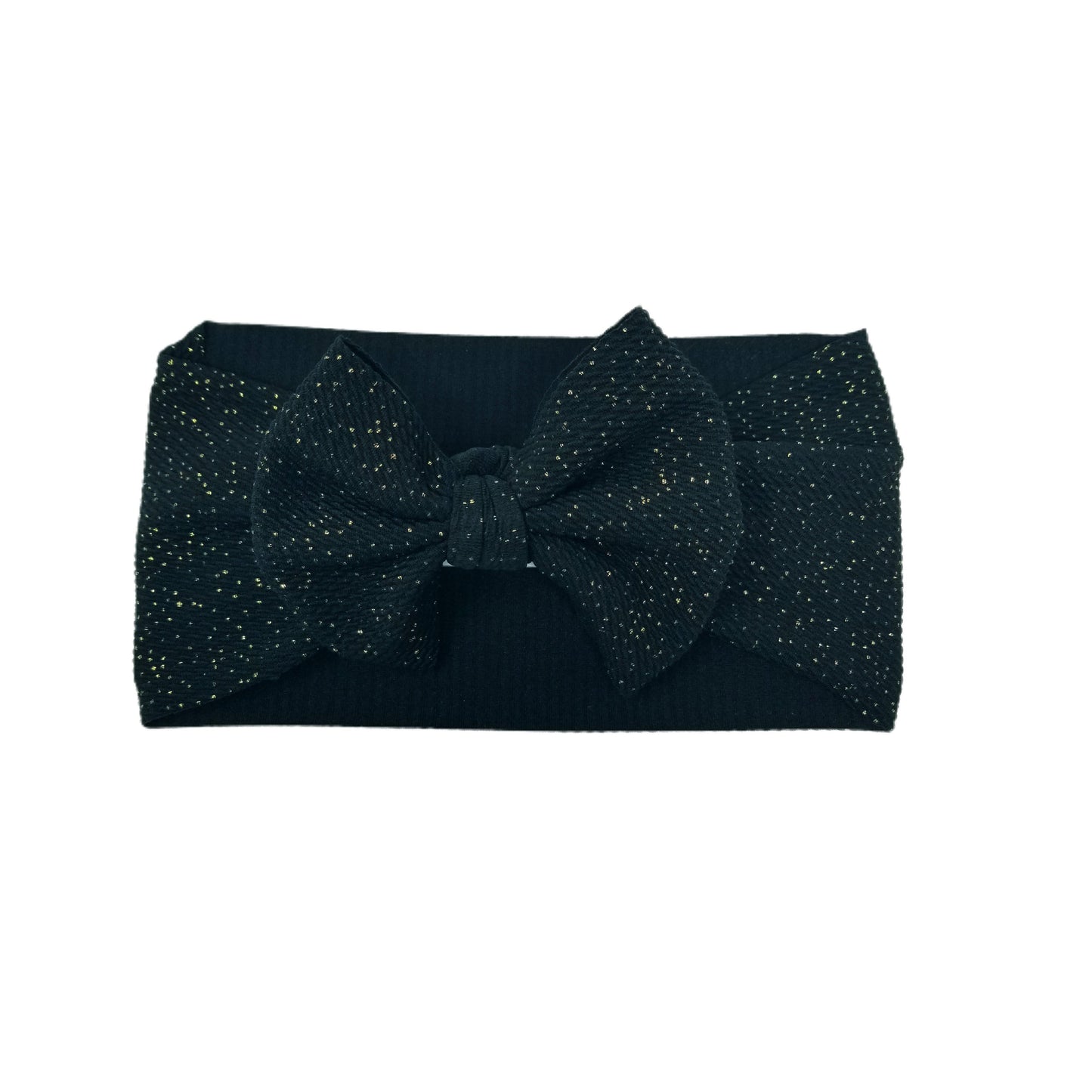 5 inch Gold-flecked Black Fabric Bow Headwrap