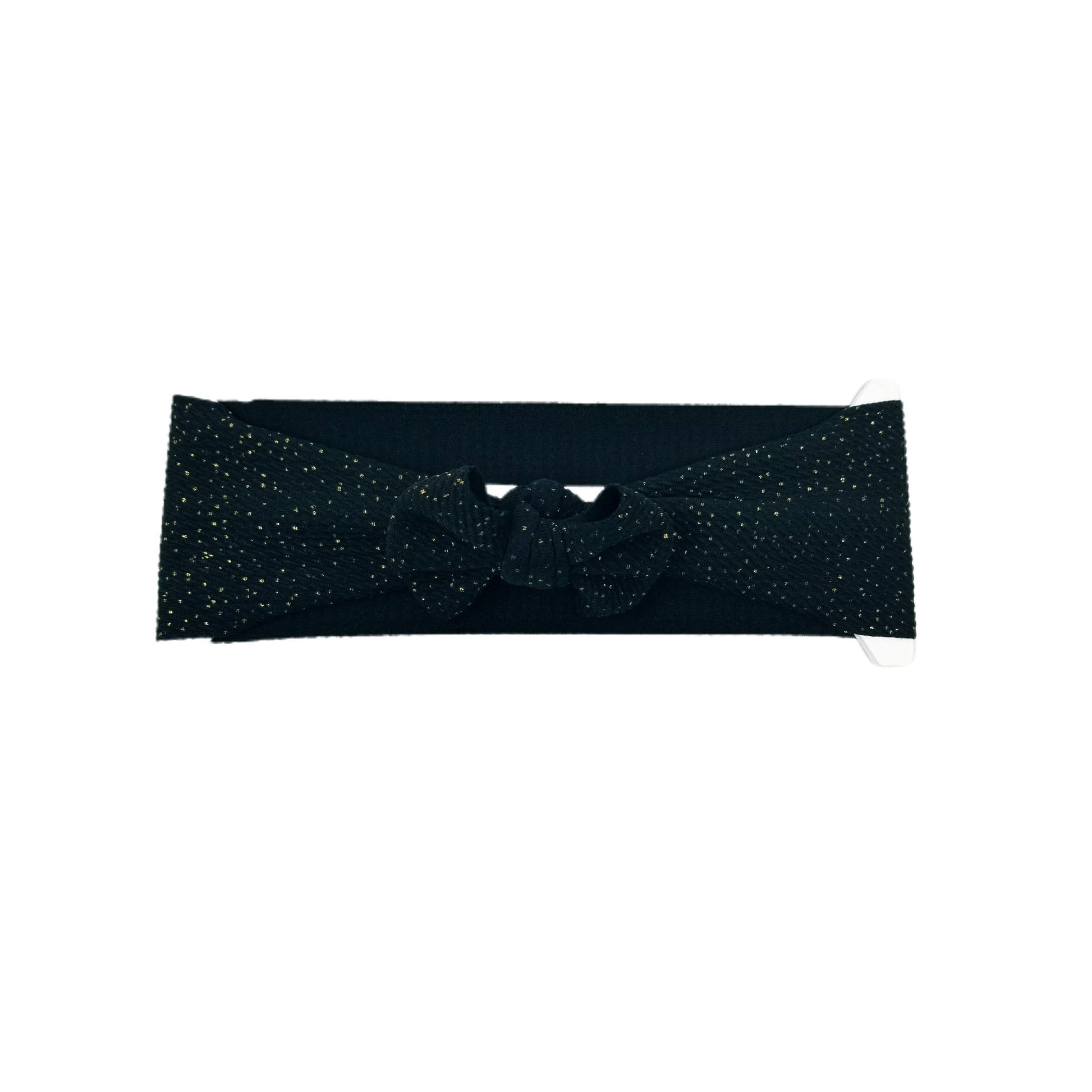 3 inch Gold-flecked Black Fabric Bow Headwrap