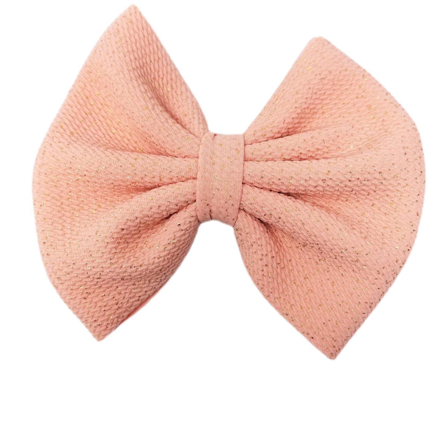 Gold-flecked Light Pink Fabric Bow 7"