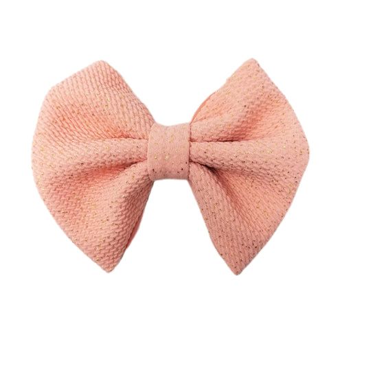 Gold-flecked Light Pink Fabric Bow 5"