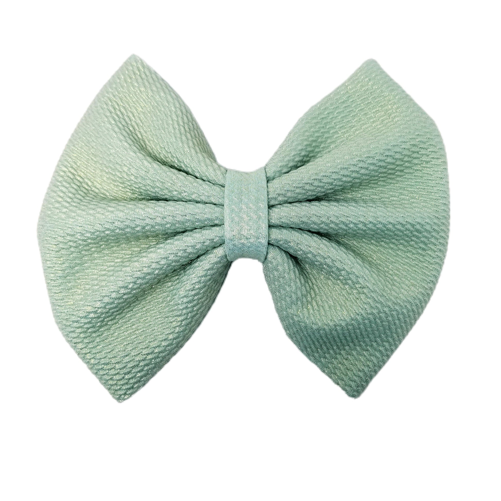 7 inch Mint Shimmer Fabric Bow