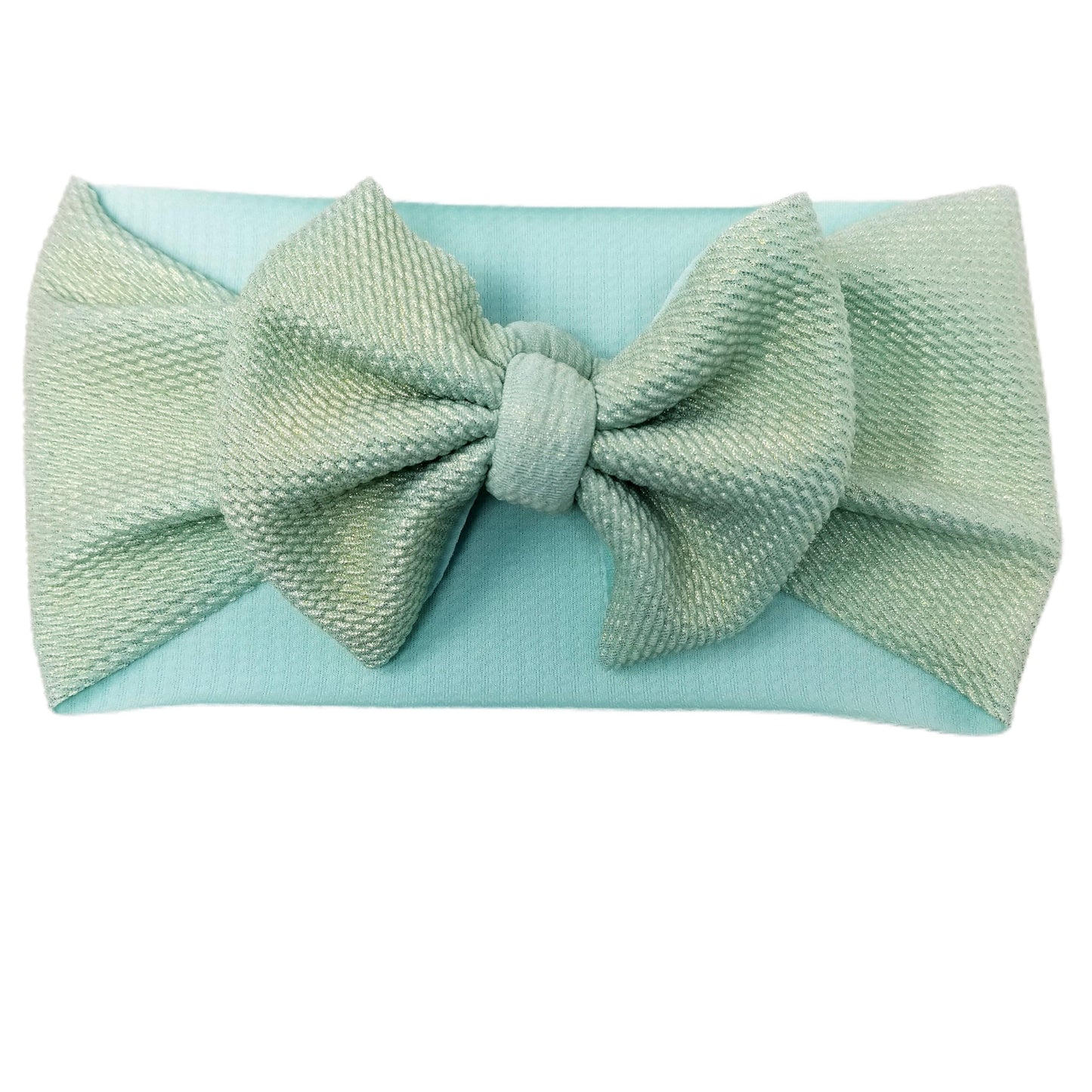 5 inch Mint Shimmer Fabric Bow Headwrap