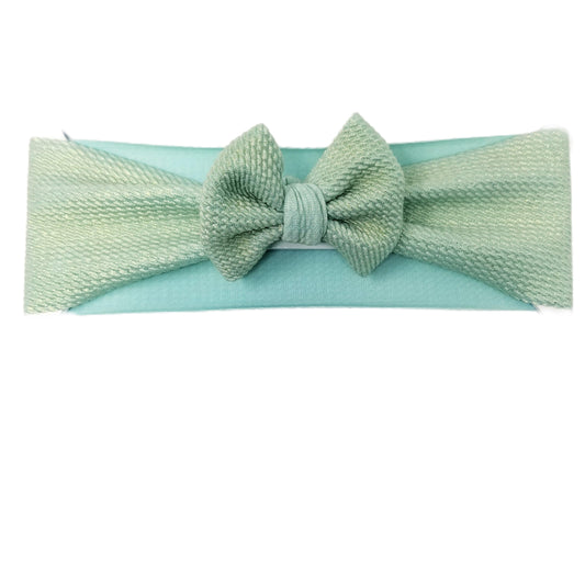 3 inch Mint Shimmer Fabric Bow Headwrap