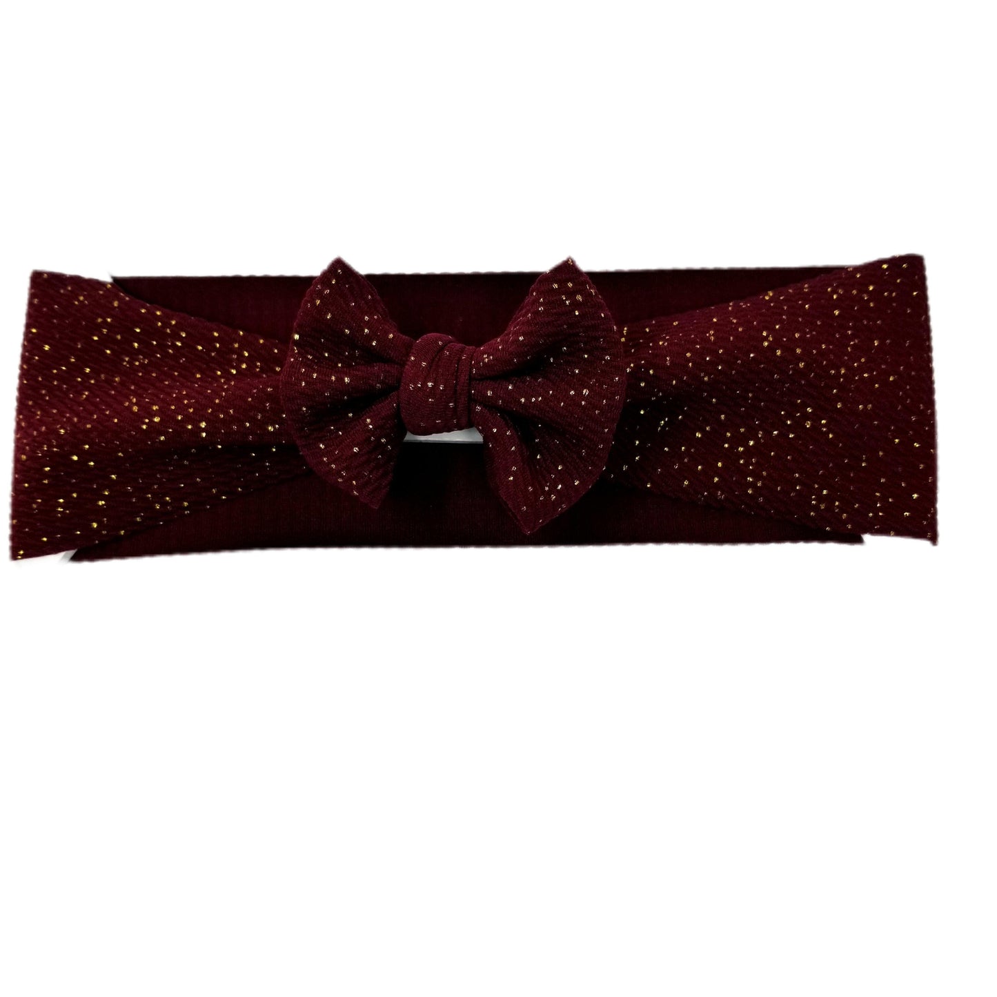 Gold-flecked Burgundy Fabric Bow Headwrap 3"