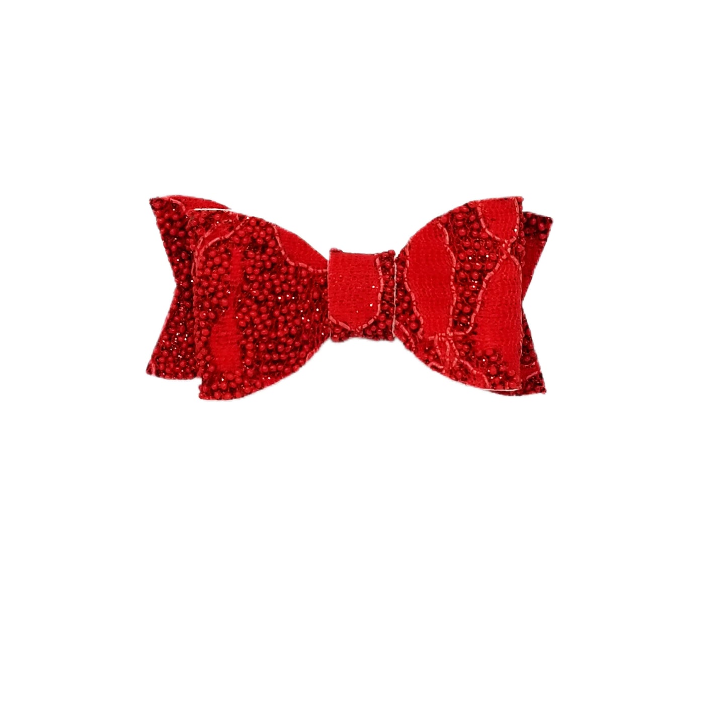 2.75 inch Red Beaded Lace Claire Bow (pair)