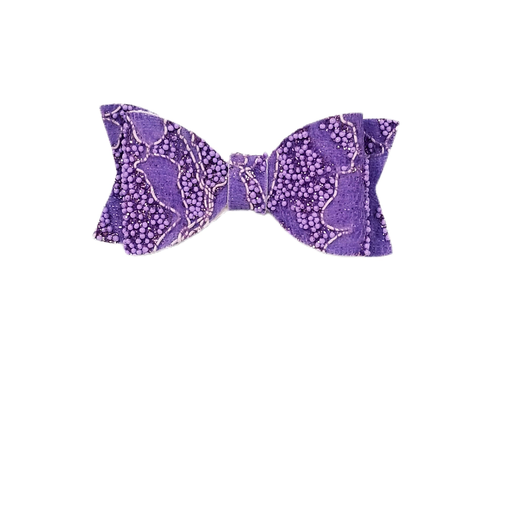 2.75 inch Lavender Beaded Lace Claire Bow (pair)