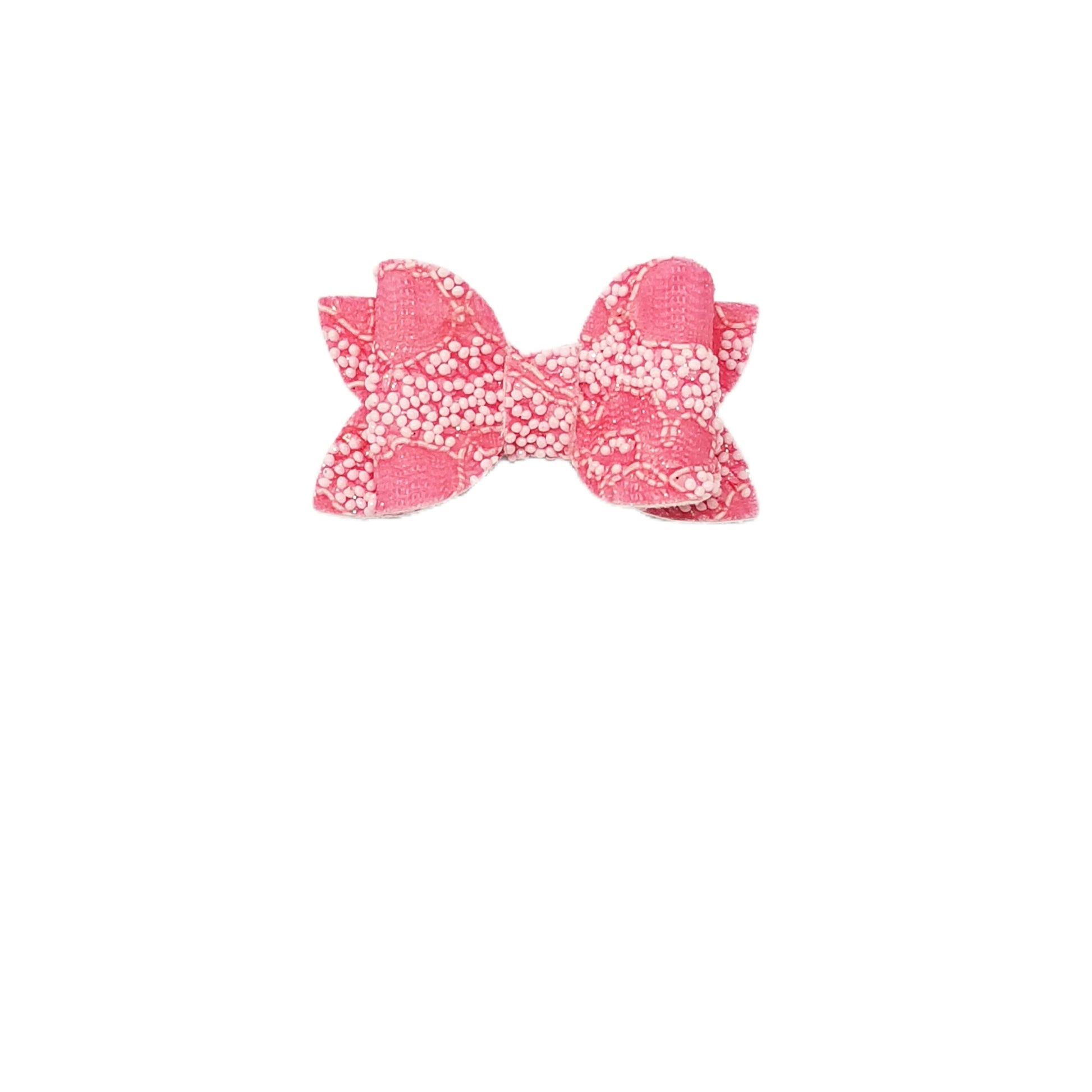 2.75 inch Pink Beaded Lace Diva Bow (pair)