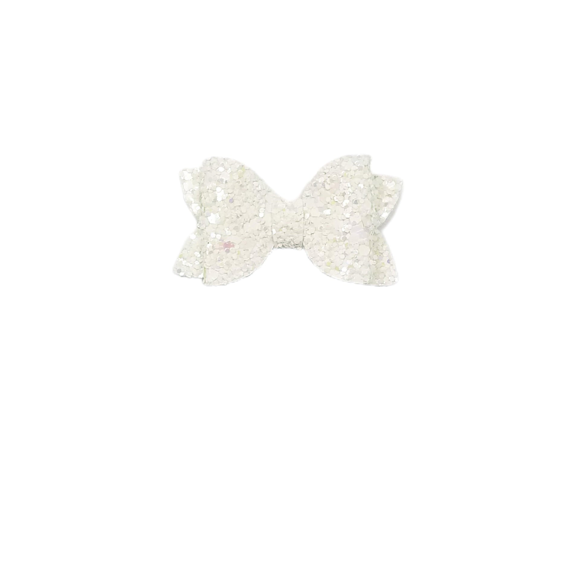 White Glitter Diva Bow 2" (pair)