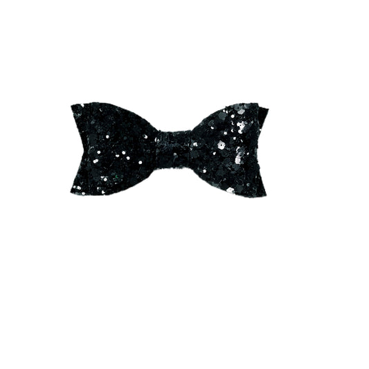 2.75 inch Black Glitter Claire Bow (pair)