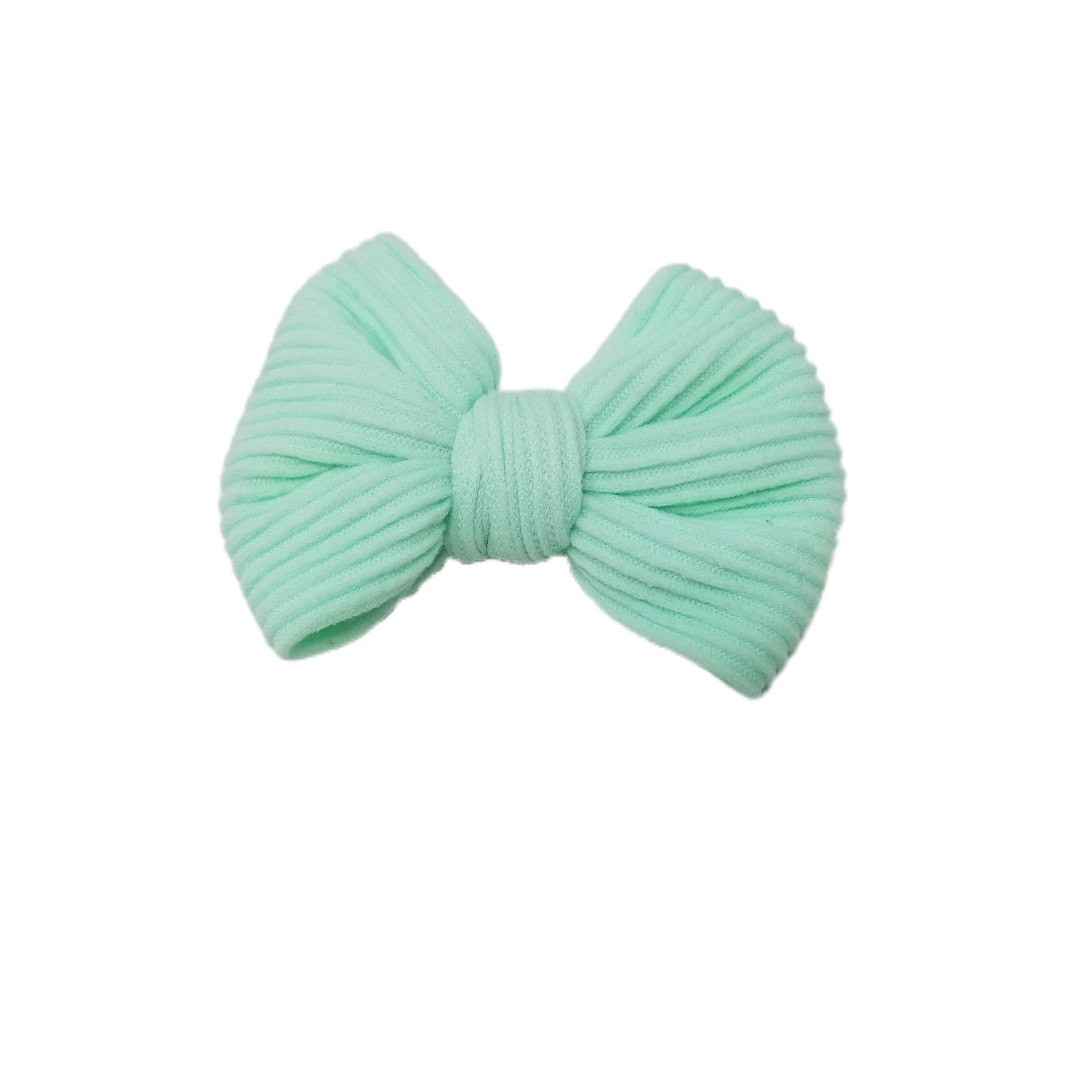 Ribbed Knit Nylon Bow Headwrap 4" - Waterfall Wishes