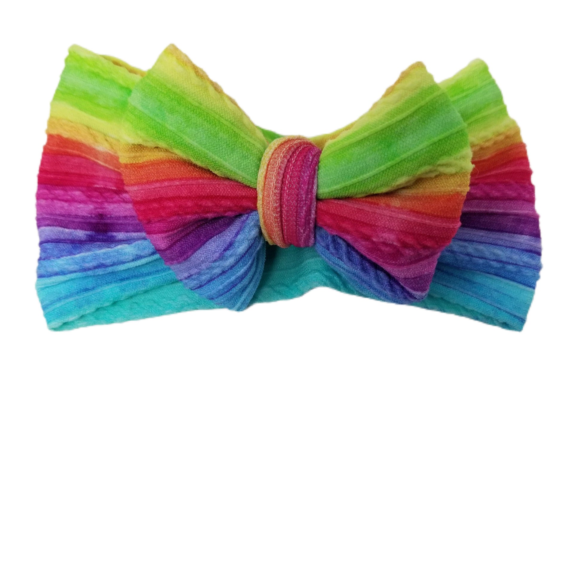 Rainbow Braid Knit Bow Headwrap 4"