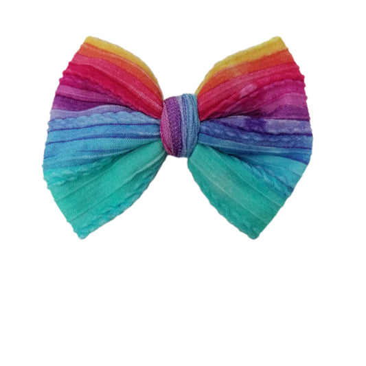 Rainbow Braid Knit Bow 4"