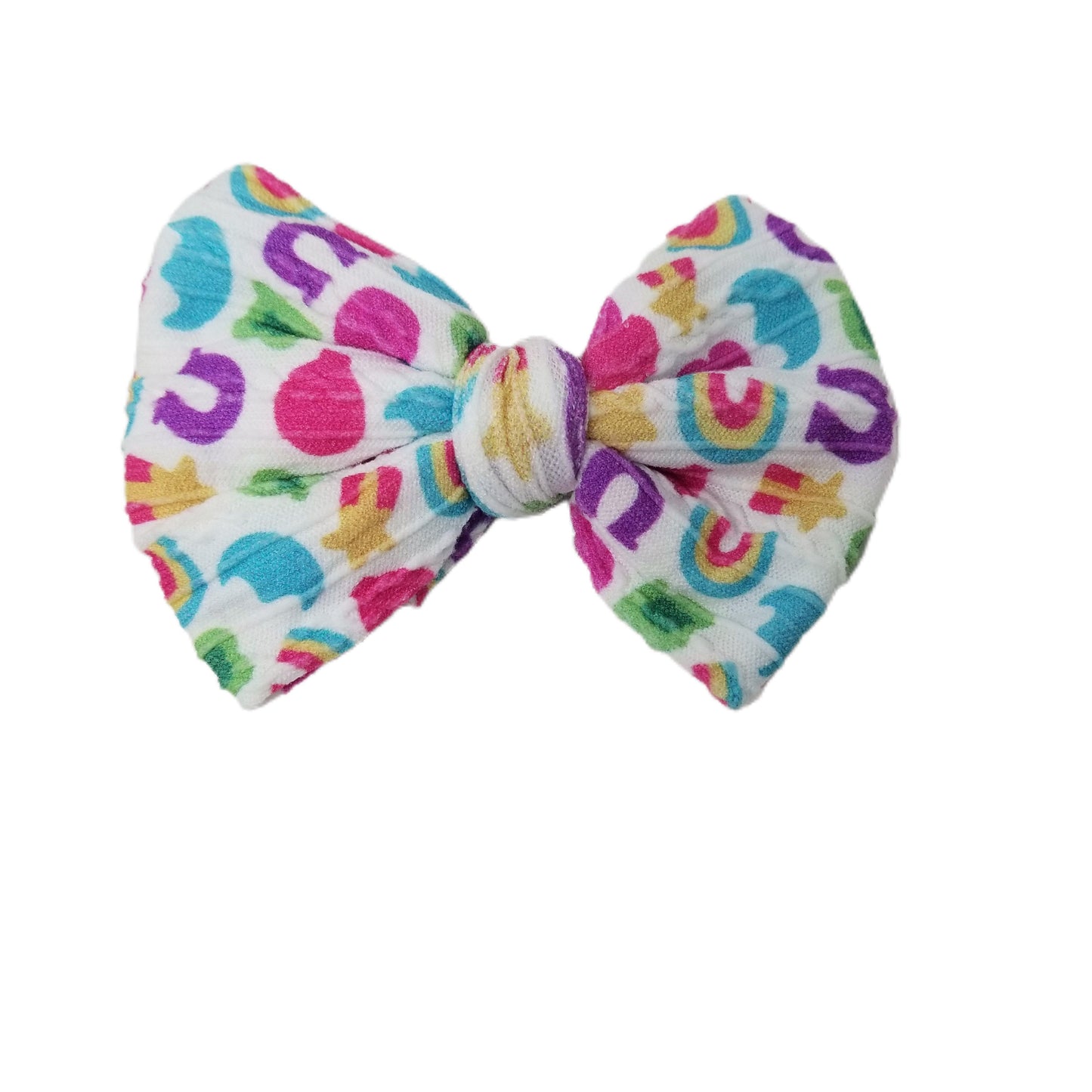 Lucky Charms Braid Knit Bow 4"