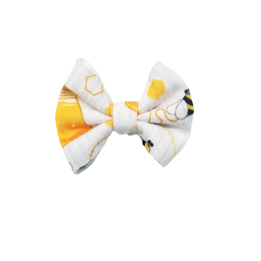 Sweet As Can Bee Rib Knit Fabric Bow 2" (pair)